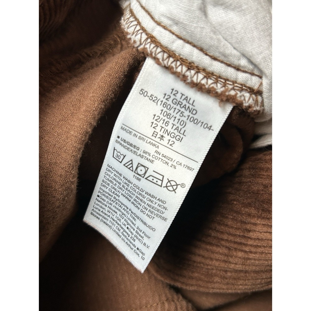 Gap Brown Corduroy Pants Womens 12 Tall Minimalist Normcore Stretch Wide Leg - Picture 11 of 14